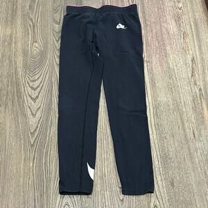 Nike Girls Youth Mid Rise Elastic Waist Pull-On Swoosh Print Logo Black Size L